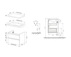 Jungborn Waschtischunterschrank TRENTA BxHxT 96,7 x 64,6 x 44,5 cm Frontfarbe weiß matt TRE DESK 100 2Z W A8916