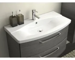 Jungborn Waschtischunterschrank VENTITRE BxHxT 80 x 49,2 x 43 cm Frontfarbe graphit struktur quer holzdekor
