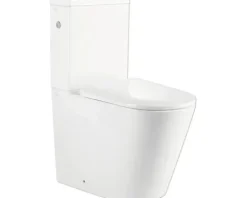 Jungborn WC-Kombination ONE Tiefspüler ohne Spülrand weiß glänzend beschichtet Nano-Effekt (schmutzabweisend) mit WC-Sitz (Absenkautomatik, Quick-Release leicht abnehmbar) mit Turbo-Flush-Technologie