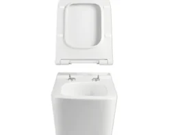Jungborn WC-Kombination Set THREE Tiefspüler ohne Spülrand weiß glänzend beschichtet Nano-Effekt (schmutzabweisend) mit WC-Sitz (Absenkautomatik, Quick-Release leicht abnehmbar) mit Turbo-Flush-Technologie