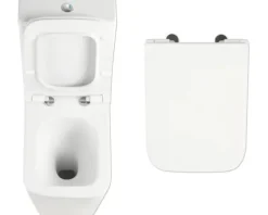 Jungborn WC-Kombination Set THREE Tiefspüler ohne Spülrand weiß glänzend beschichtet Nano-Effekt (schmutzabweisend) mit WC-Sitz (Absenkautomatik, Quick-Release leicht abnehmbar) mit Turbo-Flush-Technologie