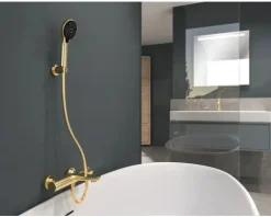 Jungborn Badewannenarmatur mit Thermostat LAMBDA DVGW geprüft gold matt