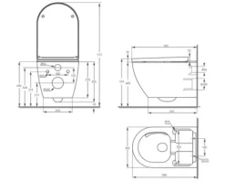 Jungborn Dusch-WC Set DUE 59 Basic Tiefspüler ohne Spülrand weiß mit WC-Sitz (Absenkautomatik, Quick-Release leicht abnehmbar) Turbo Flush Spültechnik und Nachtlicht