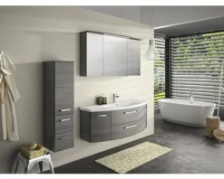 Jungborn Waschtischunterschrank VENTITRE BxHxT 140 x 49,2 x 48 cm Frontfarbe graphit struktur quer holzdekor