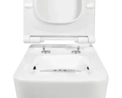 Jungborn WC-Kombination Set THREE 64 Tiefspüler offener Spülrand weiß glänzend mit WC-Sitz (Absenkautomatik, Quick-Release leicht abnehmbar)