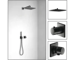 KEUCO Duscharmatur IXMO SETS BLACK SELECTION DVGW geprüft schwarz matt 59602370002