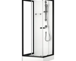 Komplettdusche Aurlane Multi Place 80 x 80 cm Profilfarbe schwarz Klarglas
