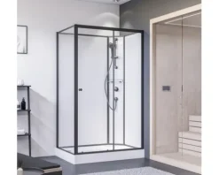 Komplettdusche BREUER BR 100 Anschlag rechts 80 x 120 x 204 cm schwarz