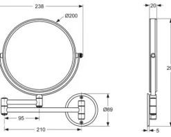 Kosmetikspiegel Ideal Standard IOM Ø 23,8 cm alufarben A9111AA