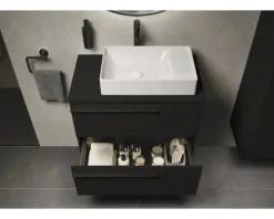 LAUFEN Waschtischplatte LIDA 80,6 x 46 x 1,5 cm Kompaktmarmor schwarz matt
