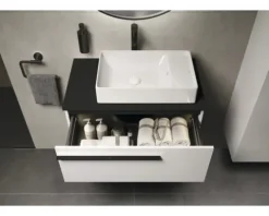 LAUFEN Waschtischplatte LIDA 80,6 x 46 x 1,5 cm Kompaktmarmor schwarz matt