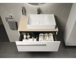 LAUFEN Waschtischplatte LIDA 80,6 x 46 x 2 cm Kompaktmarmor beige matt