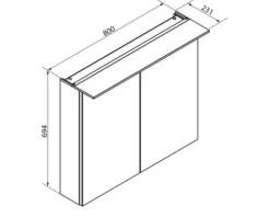 LED-Spiegelschrank Fackelmann b.perfekt 80x69x15 cm 2-türig Ast-eiche