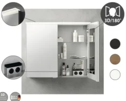 LED-Spiegelschrank Fackelmann b.perfekt 80x69x15 cm 2-türig Ast-eiche
