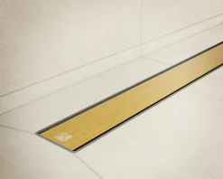 Lineare Edelstahl-Duschrinne für bodengleiche Dusche 40 cm x 6,5 - 61 l/min goldgebürstet