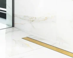 Lineare Edelstahl-Duschrinne für bodengleiche Dusche 60 cm x 6,5 - 61 l/min goldgebürstet