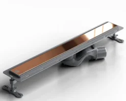 Lineare Edelstahl-Duschrinne für bodengleiche Dusche 60 cm x 6,5 - 61 l/min bronze spiegel