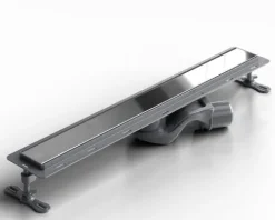 Lineare Edelstahl-Duschrinne für bodengleiche Dusche 60 cm x 6,5 - 61 l/min silberner spiegel