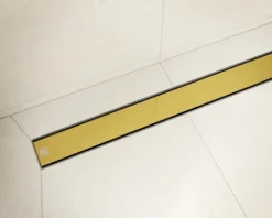 Lineare Edelstahl-Duschrinne für bodengleiche Dusche 40 cm x 6,5 - 61 l/min goldener spiegel
