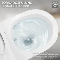LuxeBath Wand WC Spülrandlos mit Bidet-Funktion, Weiß, Tiefspüler Keramik Hänge WC, kurz 49 cm, Dusch WC, Softclose-Klodeckel, Tornadospülung, Glänzende Kloschüssel Hängend mit WC-Sitz Absenkautomatik