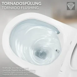 LuxeBath Wand WC Spülrandlos mit Bidet-Funktion, Weiß, Tiefspüler Keramik Hänge WC, lang 54 cm, Dusch WC Softclose-Klodeckel, Tornadospülung, Glänzende Kloschüssel Hängend mit WC-Sitz Absenkautomatik