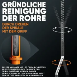 Meisterfaktur Rohrreinigungsspirale 3.0 [15m] - extra lang - Ideale Abflussspirale für eine Rohrreinigung - Die Rohrspirale für echte Heimwerker! (15 Meter - 0,95cm)
