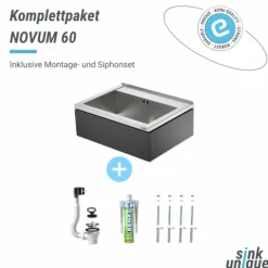 NOVUM 60 schwarz Edelstahl Ausgussbecken