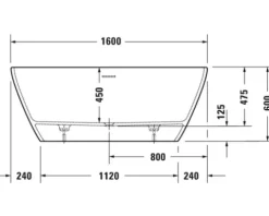 Ovale Badewanne DURAVIT D-Neo 75 x 160 cm weiß seidenmatt 700477000000000