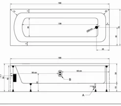 Rechteck Badewanne 190x70 cm aus hochwertigem Sanitäracryl