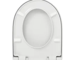 REIKA WC-Sitz OTA weiß mit Absenkautomatik und Quick&Clean Edelstahl schwarz für Geberit 4U, Geberit iCon
