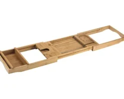 REIKA Badewannenablage Bambus verstellbar von 74,5 - 108,5 cm