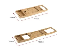 REIKA Badewannenablage Bambus verstellbar von 74,5 - 108,5 cm