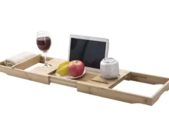 REIKA Badewannenablage Bambus verstellbar von 74,5 - 108,5 cm