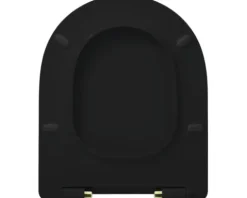 REIKA WC-Sitz MITO schwarz matt Scharniere messing gebürstet mit Absenkautomatik und Quick&Clean für Jungborn Donella, Jungborn Two, Laufen Pro, Villeroy & Boch O.novo
