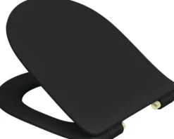 REIKA WC-Sitz MITO schwarz matt Scharniere messing gebürstet mit Absenkautomatik und Quick&Clean für Jungborn Donella, Jungborn Two, Laufen Pro, Villeroy & Boch O.novo