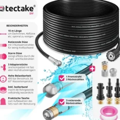 Rohrreinigungsschlauch-Set tectake 8-teilig, in 2 Größen inkl. Aufbewahrungsbeutel