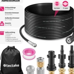 Rohrreinigungsschlauch-Set tectake 8-teilig, in 2 Größen inkl. Aufbewahrungsbeutel