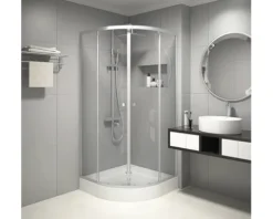 Runddusche mit Gleittür/Schiebetür Aurlane Chrystal Round 90 x 90 x 200 cm Profil chrom Klarglas