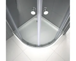 Runddusche mit Gleittür/Schiebetür Aurlane Chrystal Round 90 x 90 x 200 cm Profil chrom Klarglas