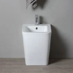 Sanitärkeramik- Bidet,glänzend weiß, bodenstehend | Rock