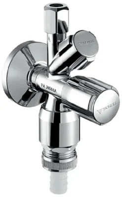 SCHELL Kombi-Eckventil COMFORT, RFV im Abgang Geräteanschluss, RB im Abgang Geräteanschluss, DN 15 G 1/2 AG mit ASAG easy, Ø 10 mm (DN 10 G 3/8 AG), Schlauchverschraubung Ø 14,5 mm (DN 20 G 3/4 AG), Chrom, 035490699