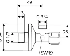 SCHELL Maschinenventil Comfort 1/2" x 3/4" chrom glänzend 033000699