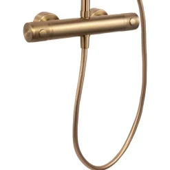 SCHÖNER WOHNEN-Kollektion Duschsystem GLAIA mit Thermostat, Mattgold, Duscharmatur Komplettset mit Regendusche