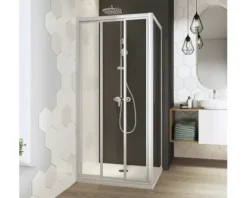 Seitenwand Breuer Fara 4 80 cm Kunstglas Perle Profilfarbe weiß