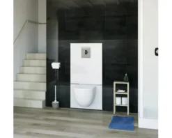 SFA Sanibroy Fäkalienhebeanlage Saniwal Pro UP mit Vorwandelement und Glasverkleidung 0035UP