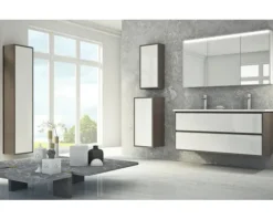 Spiegelschrank Baden Haus 120 x 15 x 67 cm weiß hochglanz 3-türig LED IP 44