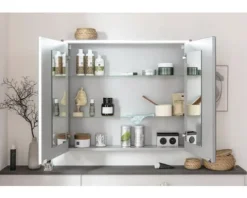 Spiegelschrank FACKELMANN Verona 80 x 16 x 68,3 cm weiß 2-türig LED IP 20