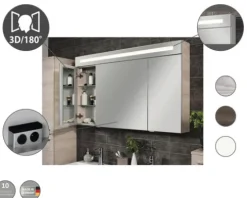 Spiegelschrank FACKELMANN B.clever 90 x 16 x 71 cm weiß 2-türig LED IP 20