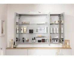 Spiegelschrank FACKELMANN B.Brillant 100 x 15,1 x 68 cm ast-eiche 3-türig LED IP 20