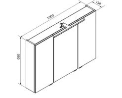 Spiegelschrank FACKELMANN B.Brillant 100 x 15,1 x 68 cm ast-eiche 3-türig LED IP 20